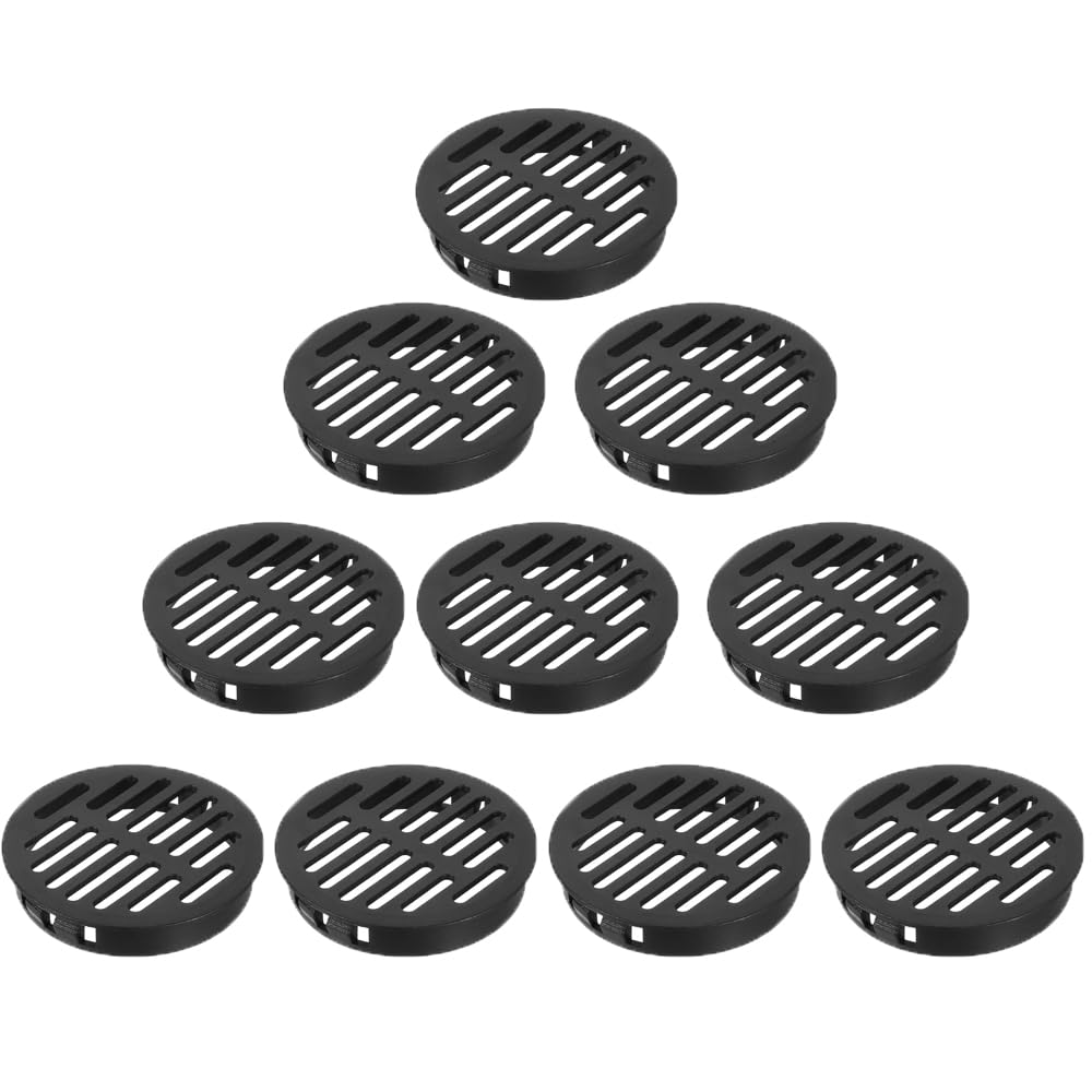 10 Pcs Round Air Vents, 80mm Black Louvered Plastic Grill Cover Air Vent Hole Ventilation Louver for Bathroom Kitchen Cabinet Wardrobe