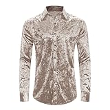 Photo Gallery kissqiqi camicia da uomo in velluto, a maniche lunghe, casual, con bottoni, vestibilità aderente, per feste di nozze, cachi, xl Photo Gallery kissqiqi camicia da uomo in velluto, a maniche lunghe, casual, con bottoni, vestibilità aderente, per feste di nozze, cachi, xl