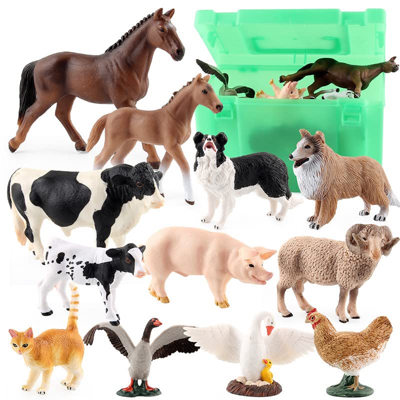 TOBOYO Farm Animal Model Toy Set mit Aufbewahrungsbox Verschiedene Ranch-Modelle (12 Stück) Kognition der Kinder… – Bild 5