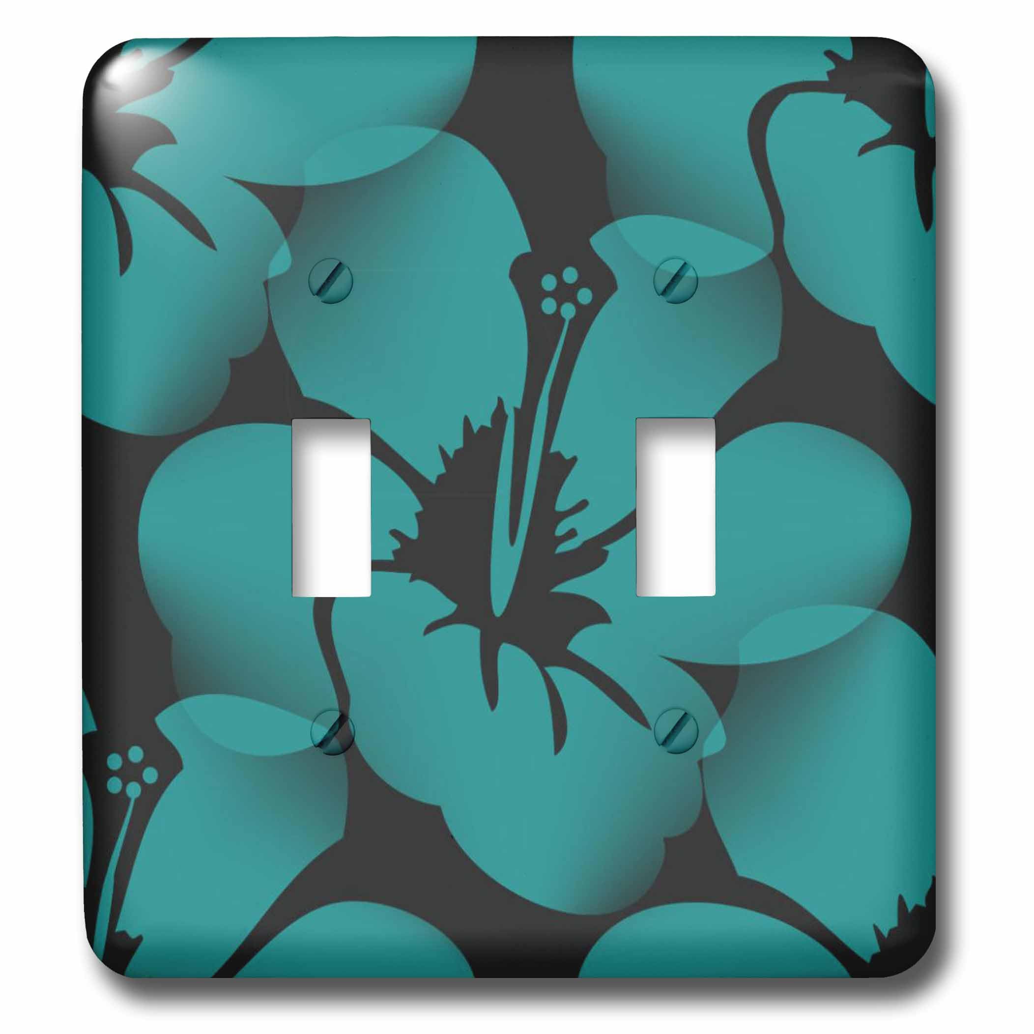 Double interrupteur hibiscus bleu sarcelle 3dRose au style exotique