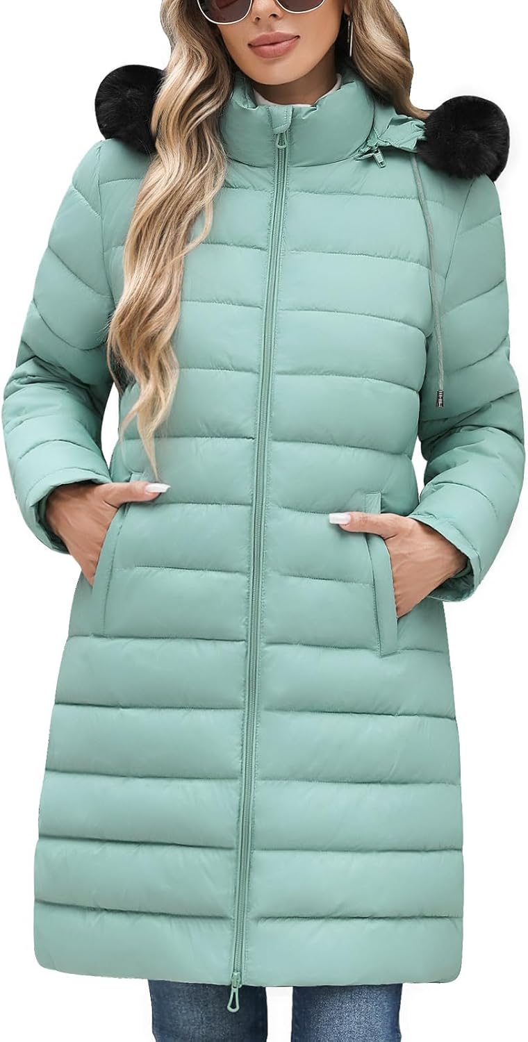 Women's Winter Puffer Coat - Thicken Fleece Lined Down Jacket Waterproof Warm Hooded Parka with Faux Fur Detachable - Image 8