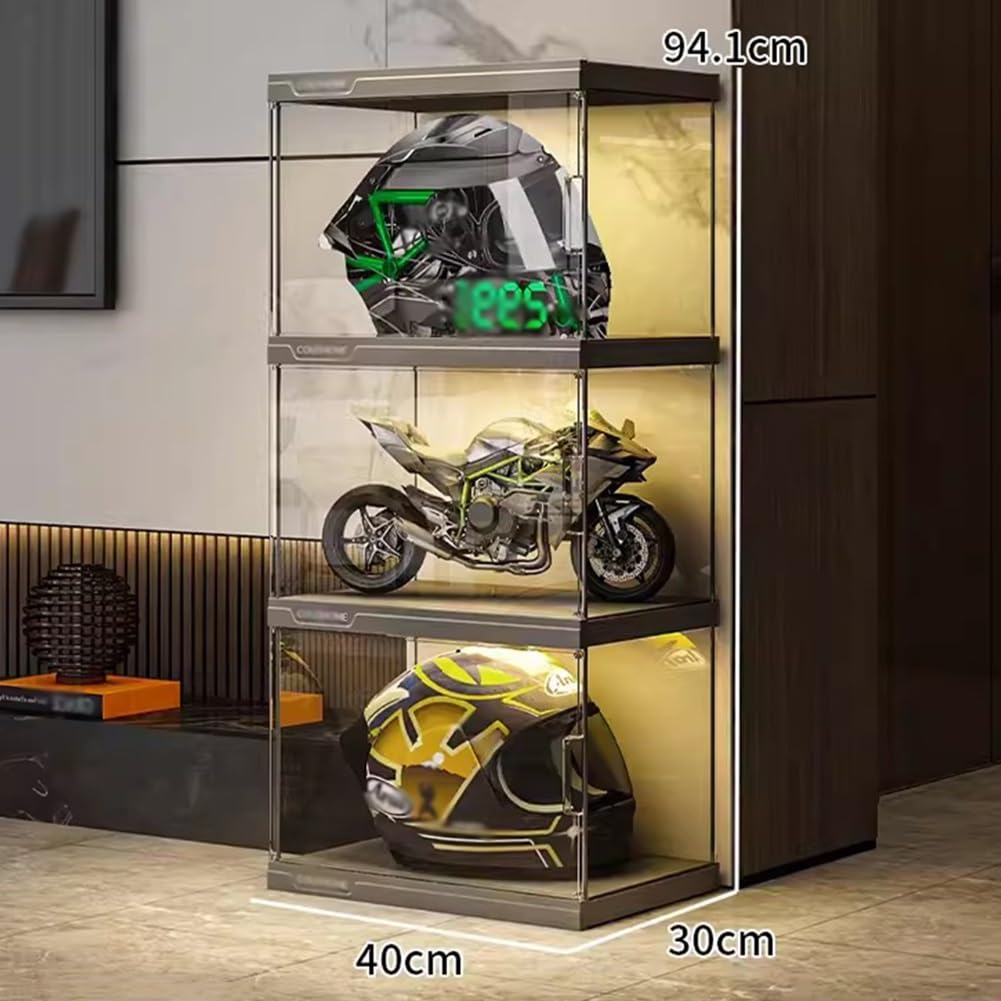 Expositor de Sombreros, Vitrina para Cascos, Soporte para Vitrina de Cascos, Vitrina Transparente de tamaño Completo para Cascos de Motocicleta, Caja Transparente para Figuras coleccionables