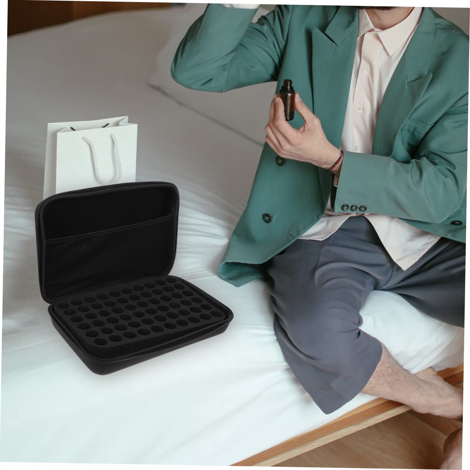 SHERCHPRY Essential Oil Bottle Holder 60-grid Essential Oil Pouch No Bottles Travel Case Portable Bag