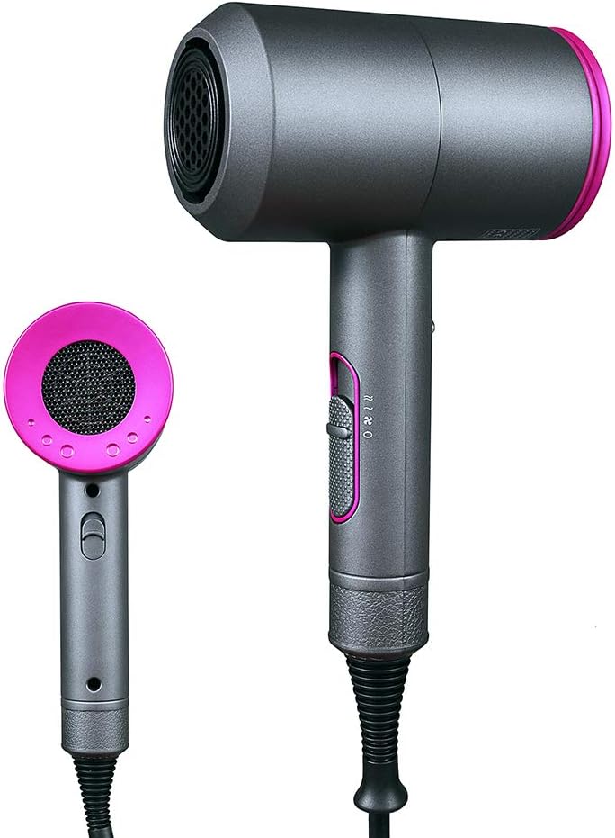 Ionic Hair Dryer，Highry 1800W Fast Drying Low Radiation Professional Salon Hair Dryer, Come with Diffuser and Two Concentrator Nozzle, 3 Heating and 2 Speed Cool Shot Button, Suit for Home, Salon Use