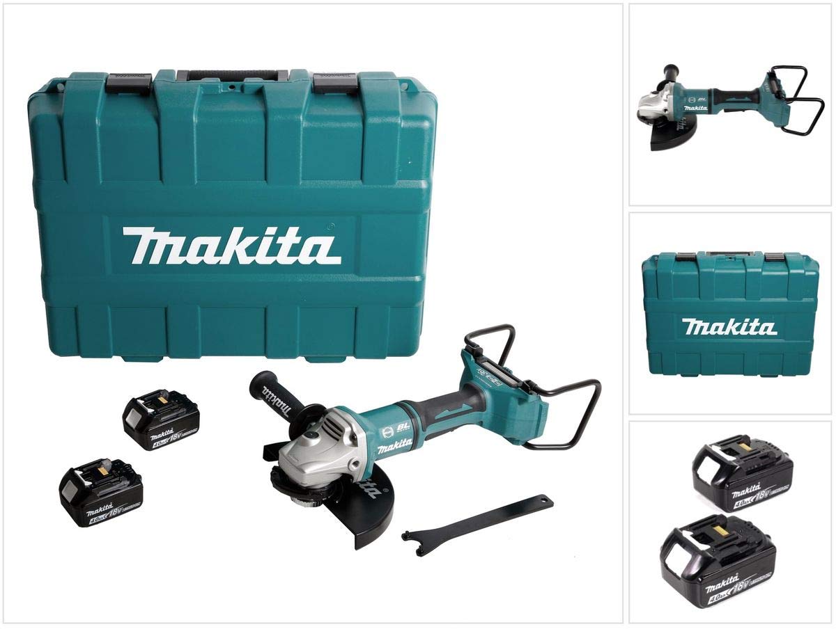 Makita DGA 900 MKX2 szlifierka kątowa z akumulatorem litowo-jonowym 36 V/2 x 18 V, bezszczotkowa 230 mm w walizce transportowej + 2 x akumulatory 4,0 Ah – bez ładowarki