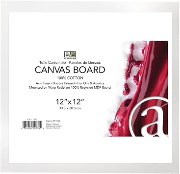 Art Advantage Canvas Board Recycled MDF 12x12 - Recycled MDF Canvas Panels for Painting, Paint Canvas, Canvases for Painting, Acrylic, Oil & Watercolor Art, Professional & Hobby Use