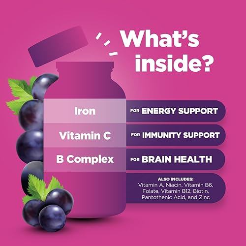 Miniatura 6 de Tasty Kids Multivitamínico con gomita de hierro  Gomitas de hierro suaves para niños y niños pequeños con vitamina C y complejo B  Suplementos de