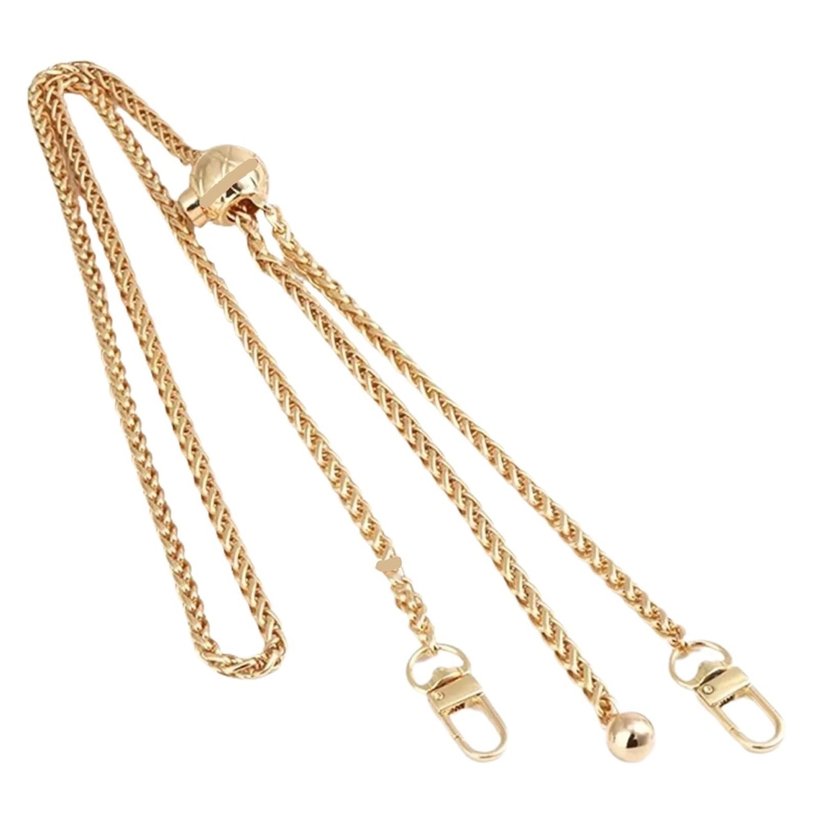 YUSUZH 2PCS Replacement 120cm Metal Purse Chain Strap Handle for Handbag Shoulder Crossbody Bag with Length Adjustable Ball for Small Bag(Gold A)