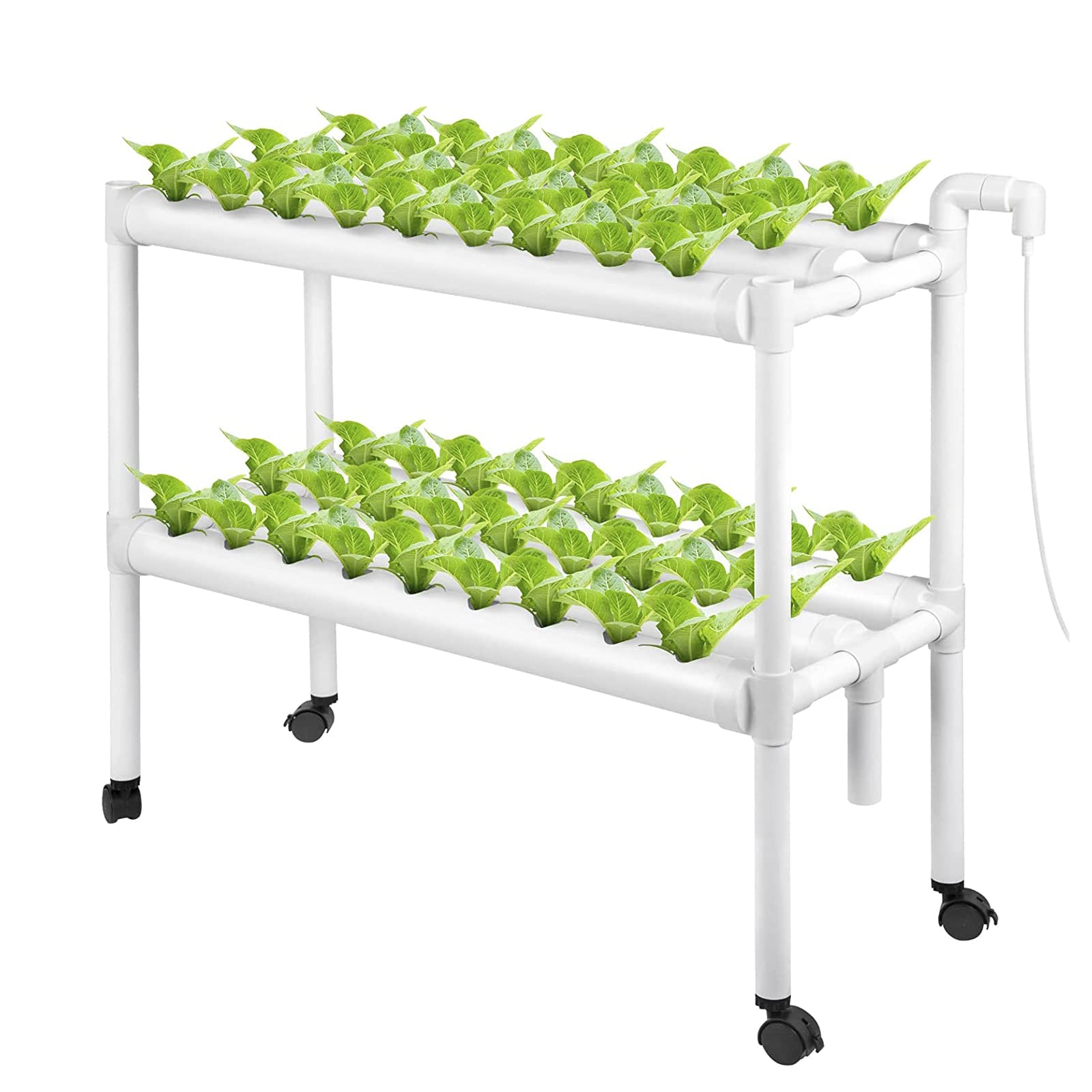 Sistema de Cultivo Hidropónico 54 Sitios 6 Tuberías de PVC 2 Capas Huerto en Casa con Temporizador, Jardín Inteligente de Interior Hydroponic Grow Kit para Verduras Hierbas Frutas Flores,UK