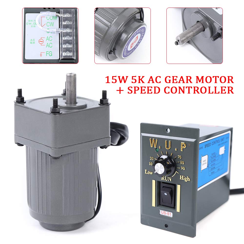 15W 5K AC110V 270RPM Adjustable Variable Gear Reducer Motor with Speed Controller for Industry
