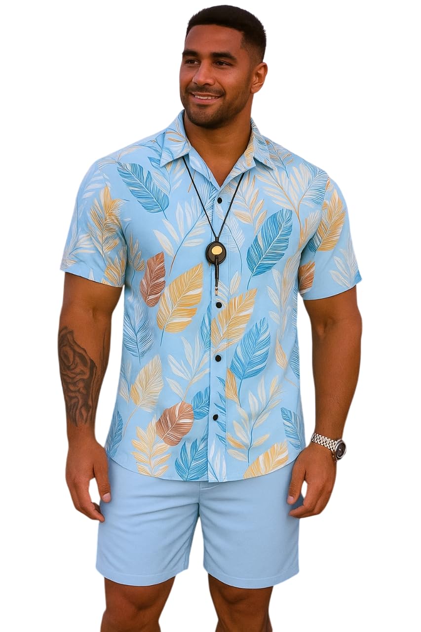 RK Enterprise Men’s Printed Co-Ord Set | Plus Size Casual Shirt & Shorts Set | Nightwear Pajama Suit, Loungewear, Beachwear & Vacation Outfit Design No Shirt-Short Set7-Parent-picture-28