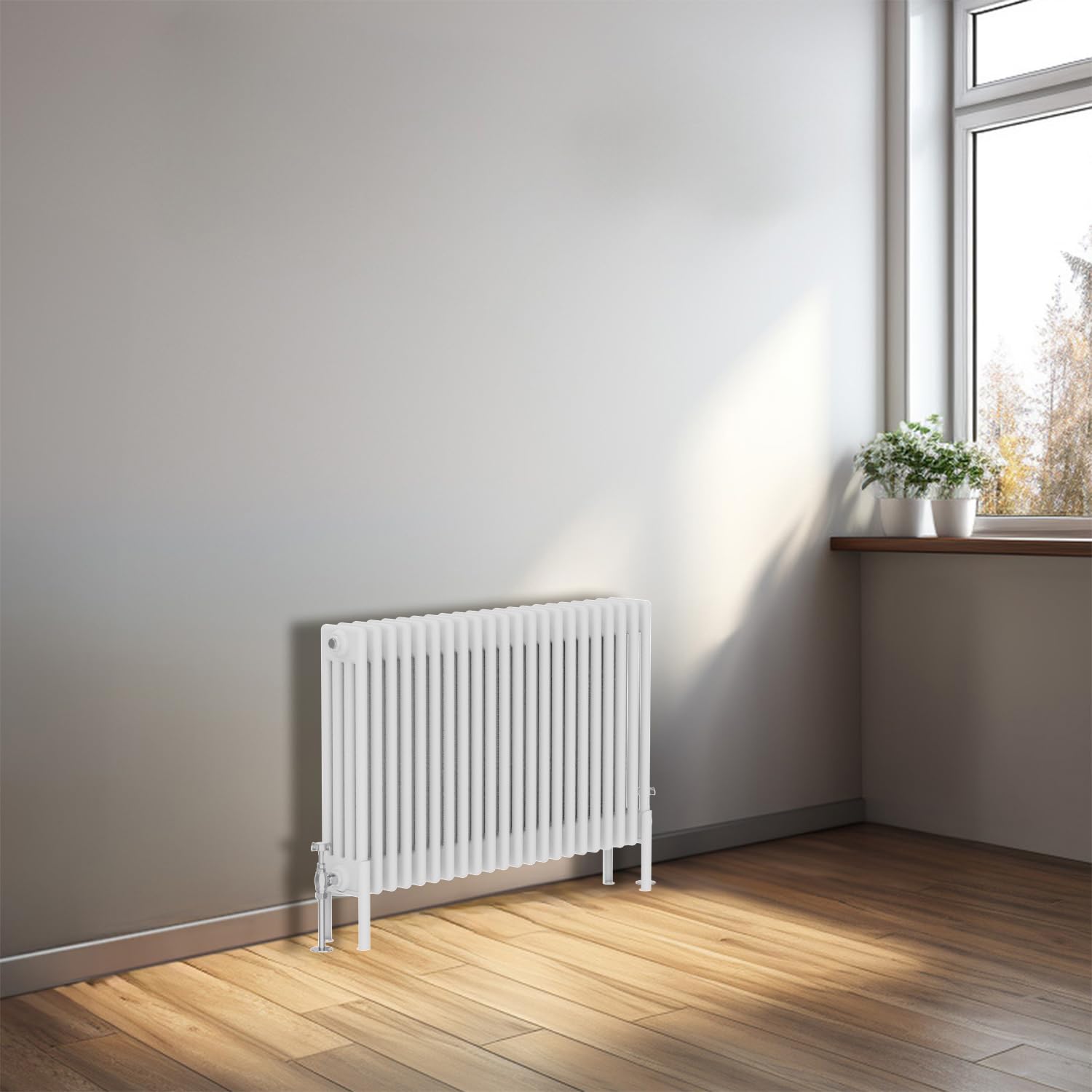 NRG 600x1010mm Gloss White Traditional Four Column Horizontal Radiator