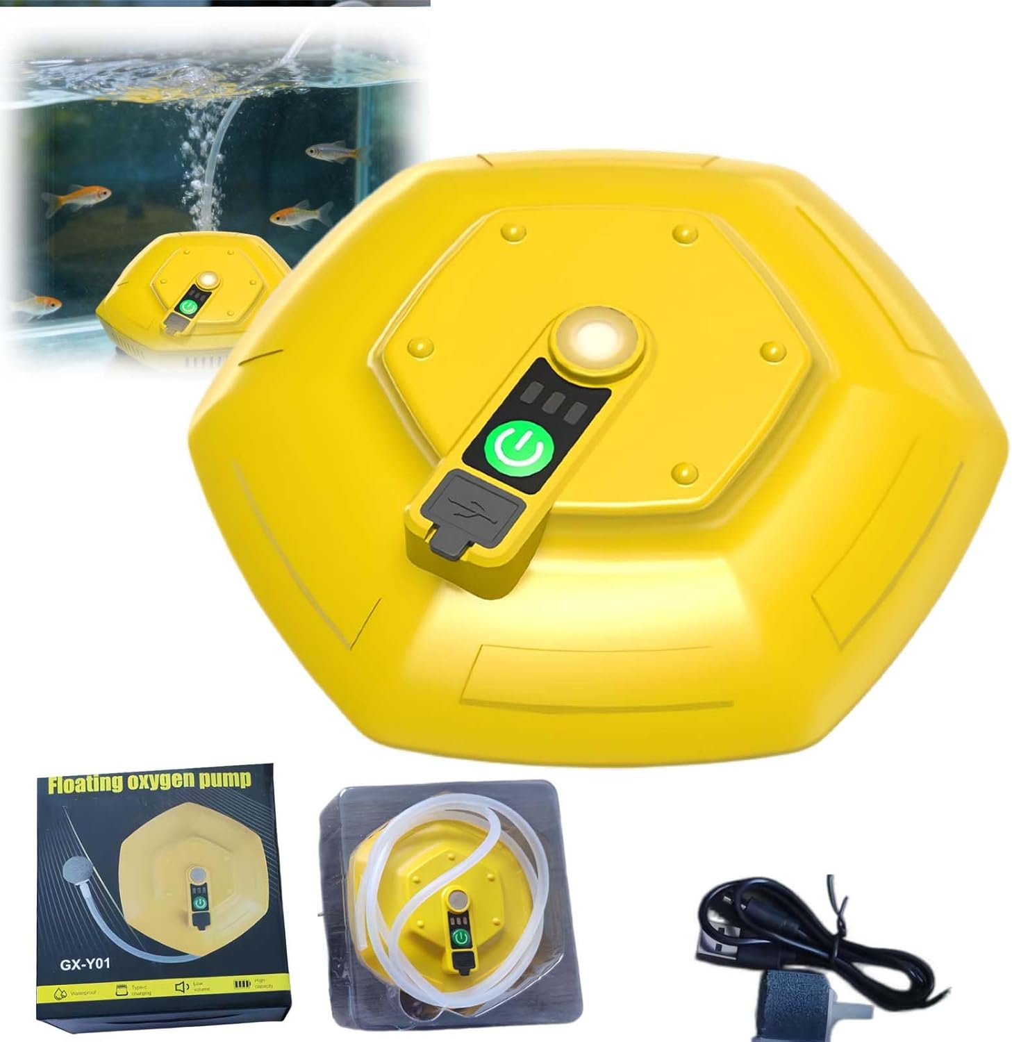 2026 New Ipx7 Waterproof Floating & Rechargeable Live Bait Bucket Pond Aerator, Portable Oxygen Pump for Minnow Bucket Fish Hold, Live Bait Transportation Bubbler Pump