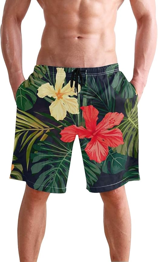 Damen Boardshorts Sommer - Hawaii Strand Badeshorts Mit Tropenmuster