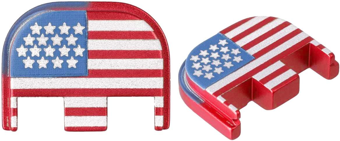 NDZ Performance Slide Cover Back Plate for Glock Gen 1-5 – US Flag or Betsy Ross – Red White & Blue Aluminum – Fits Gen 1-4 & Gen 5 Models