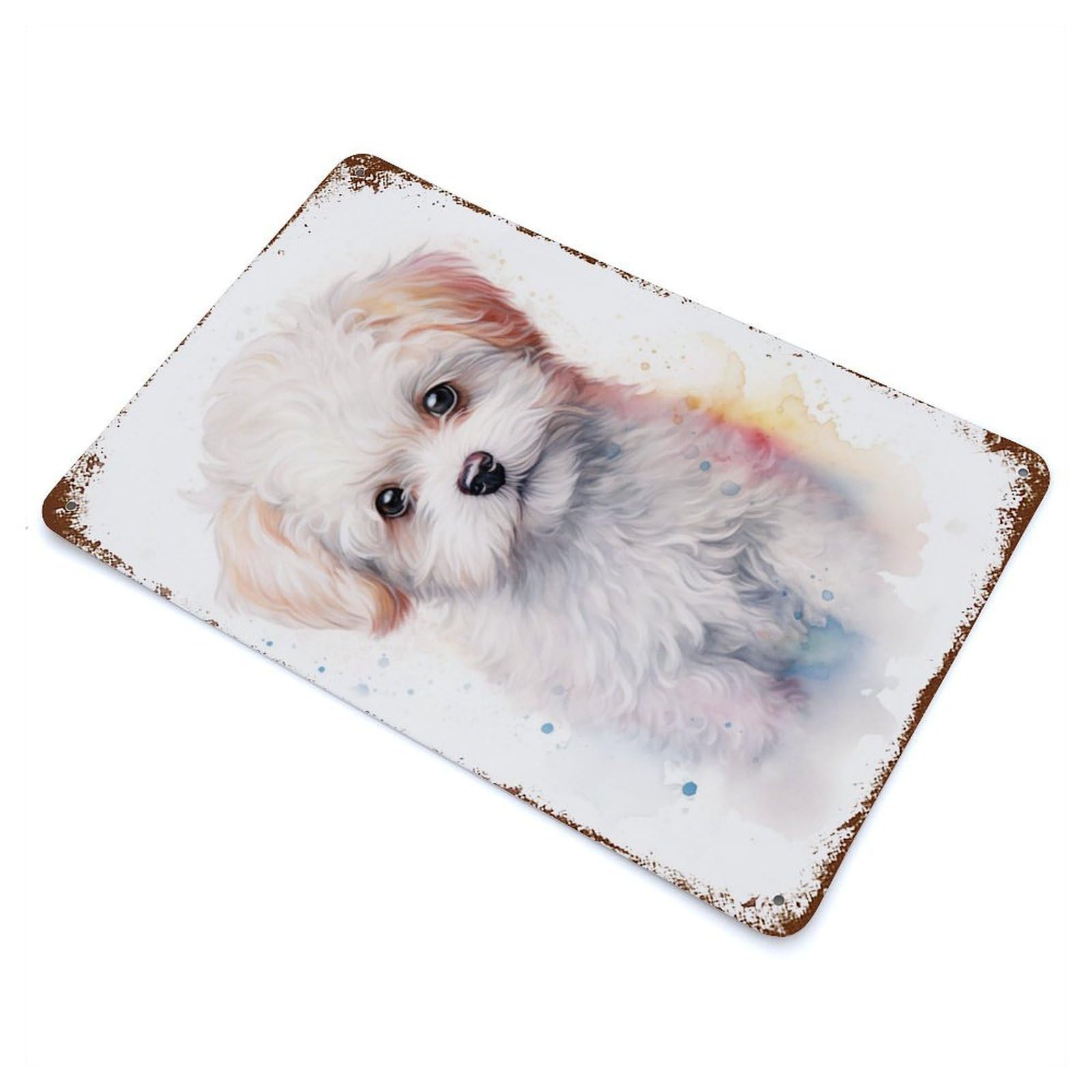 Bichon Frise Portrait Decorative Tin Sign 11.8"x7.9", for Bistro, Counter And Cafe Decor, Retro Wall Decor