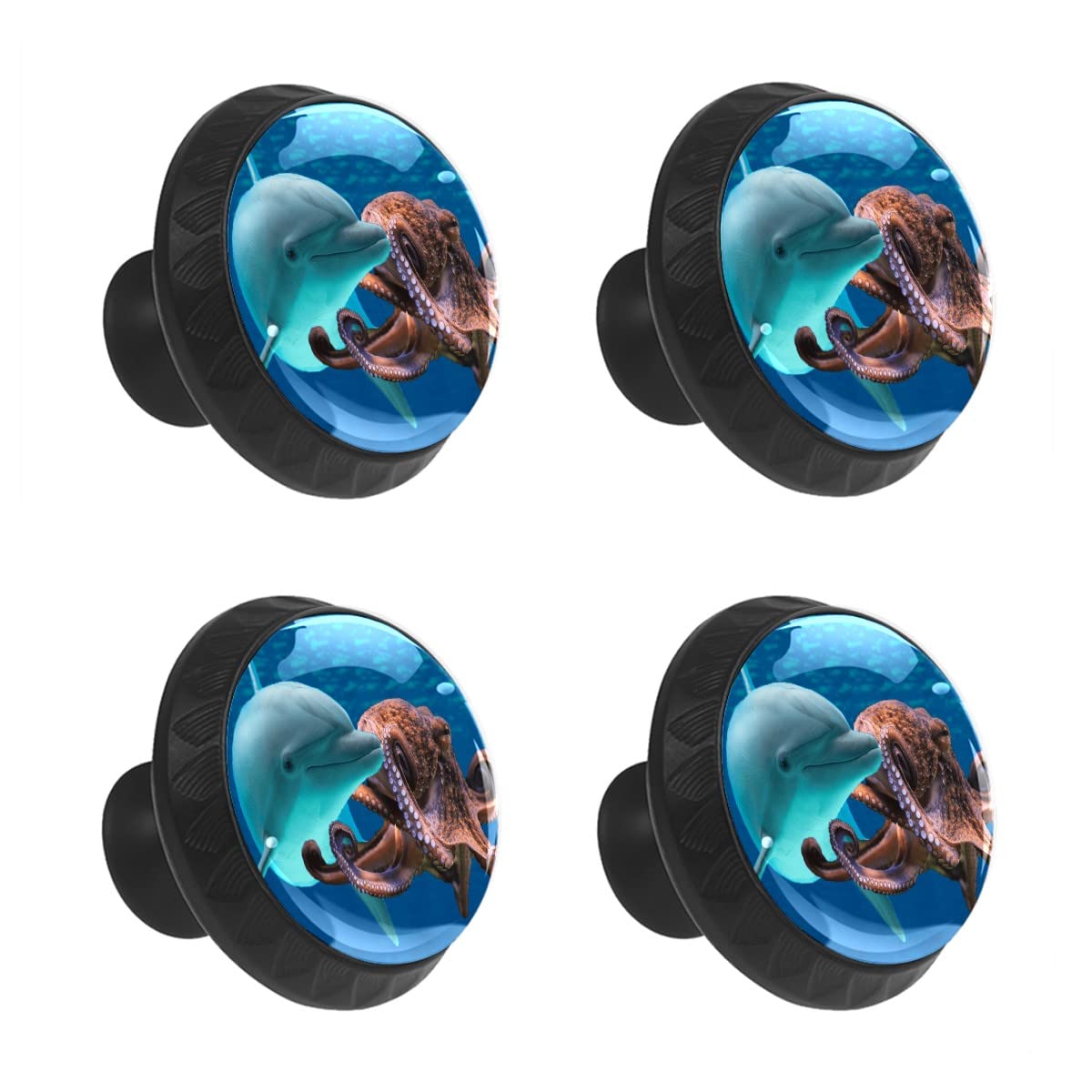 Mehom One Color 4 Pcs Crystal Glass Cabinet Drawer Knob,The Whale Octopus Round Drawer Knobs Kitchen Cabinets Dresser Cupboard Wardrobe Unique Pulls Handles