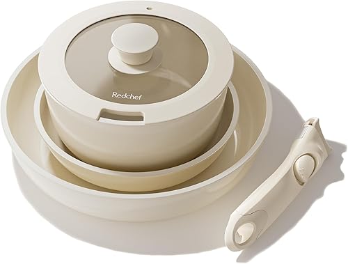 Redchef Juego de ollas y sartenes realmente no tóxicas, antiadherentes, juego de ollas y sartenes de cerámica antiadherentes, sin PFAS PTFE PFOA