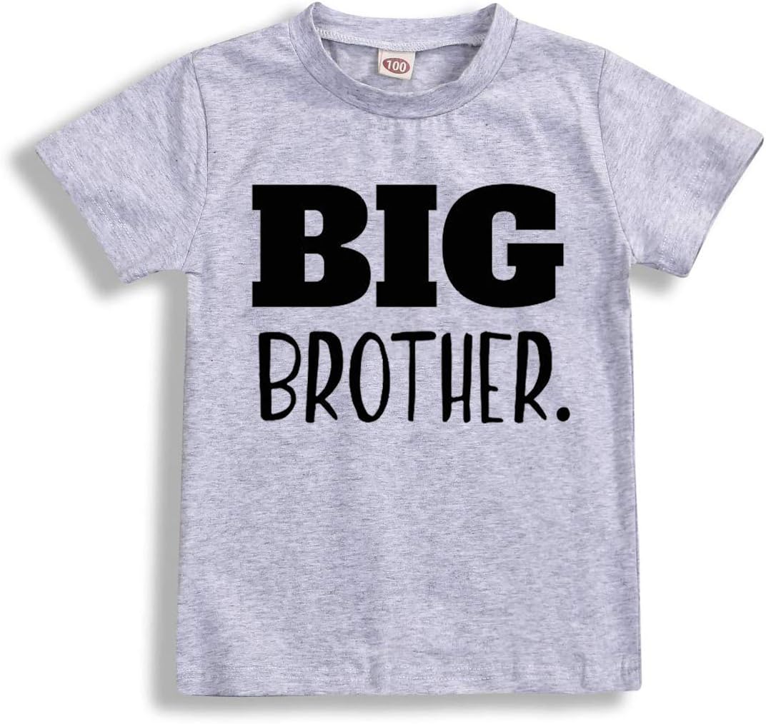 SWNONE Baby Boy Clothes Outfit Big Brother Letter Print T-Shirt Top Blouse Shirts (Light Gray, 2-3 Y)