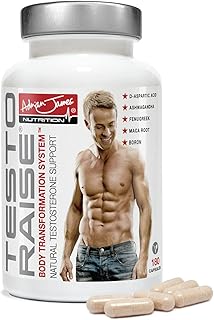 Adrian James Nutrition - Testoraise Testosterone Supplements for Men, Premium Grade Testosterone Booster for Men with Maca Root, Fenugreek, Ashwagandha, Zinc, Magnesium & Vitamin D3, 180 Capsules