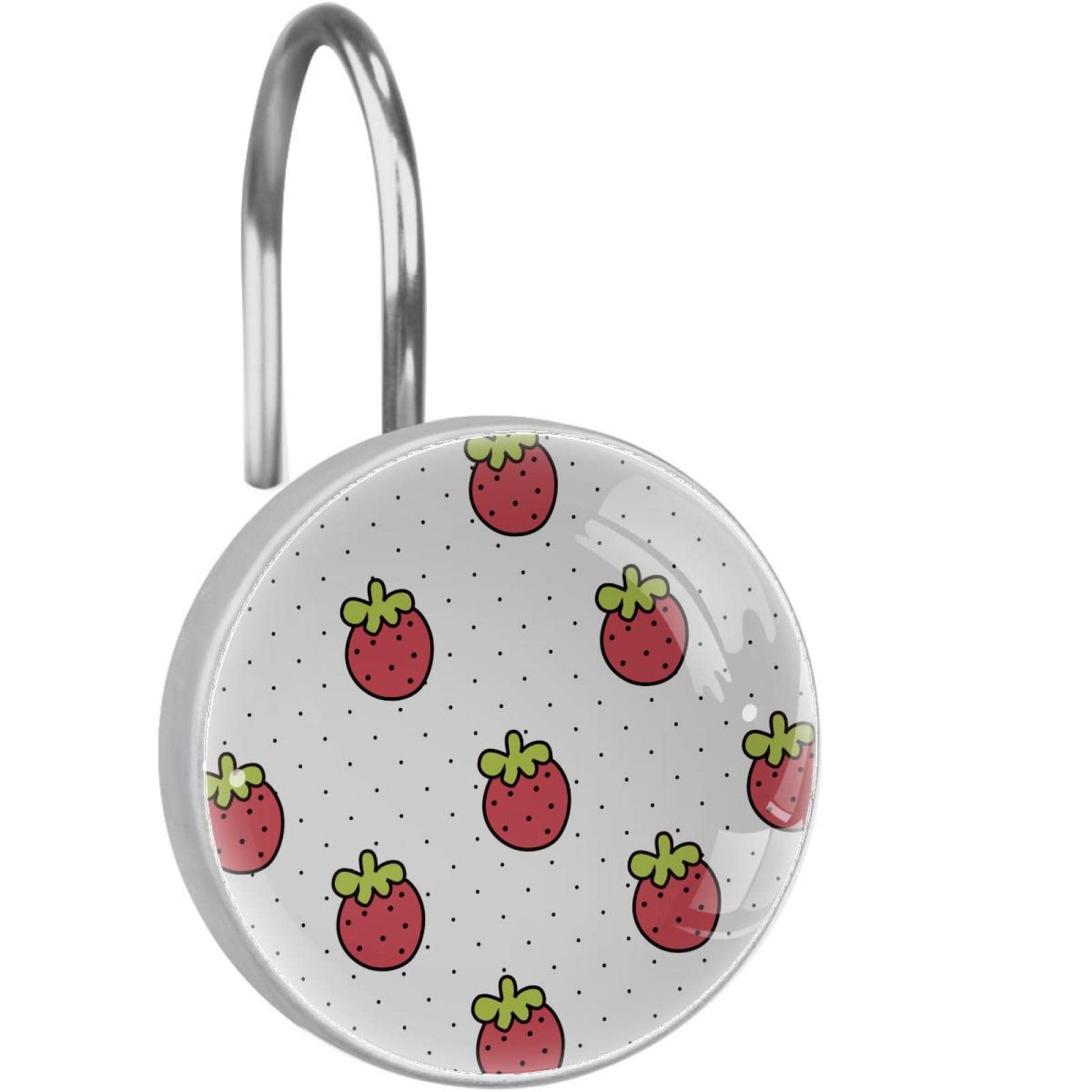 Crochets de rideau de douche fraise en acier inoxydable x12