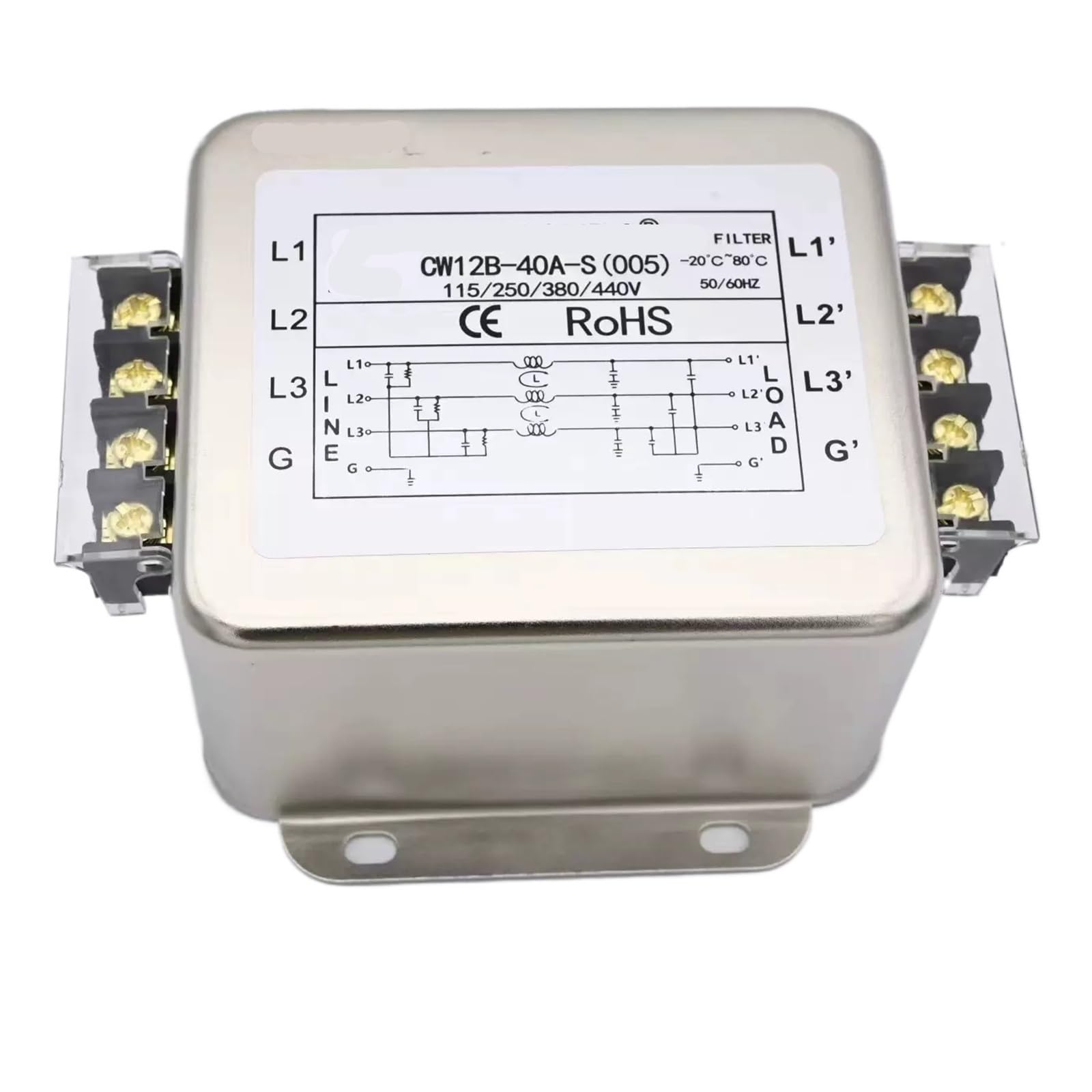 Filtre de puissance triphasé CW12B-40A-S 005 pour stopper les pannes d'automates
