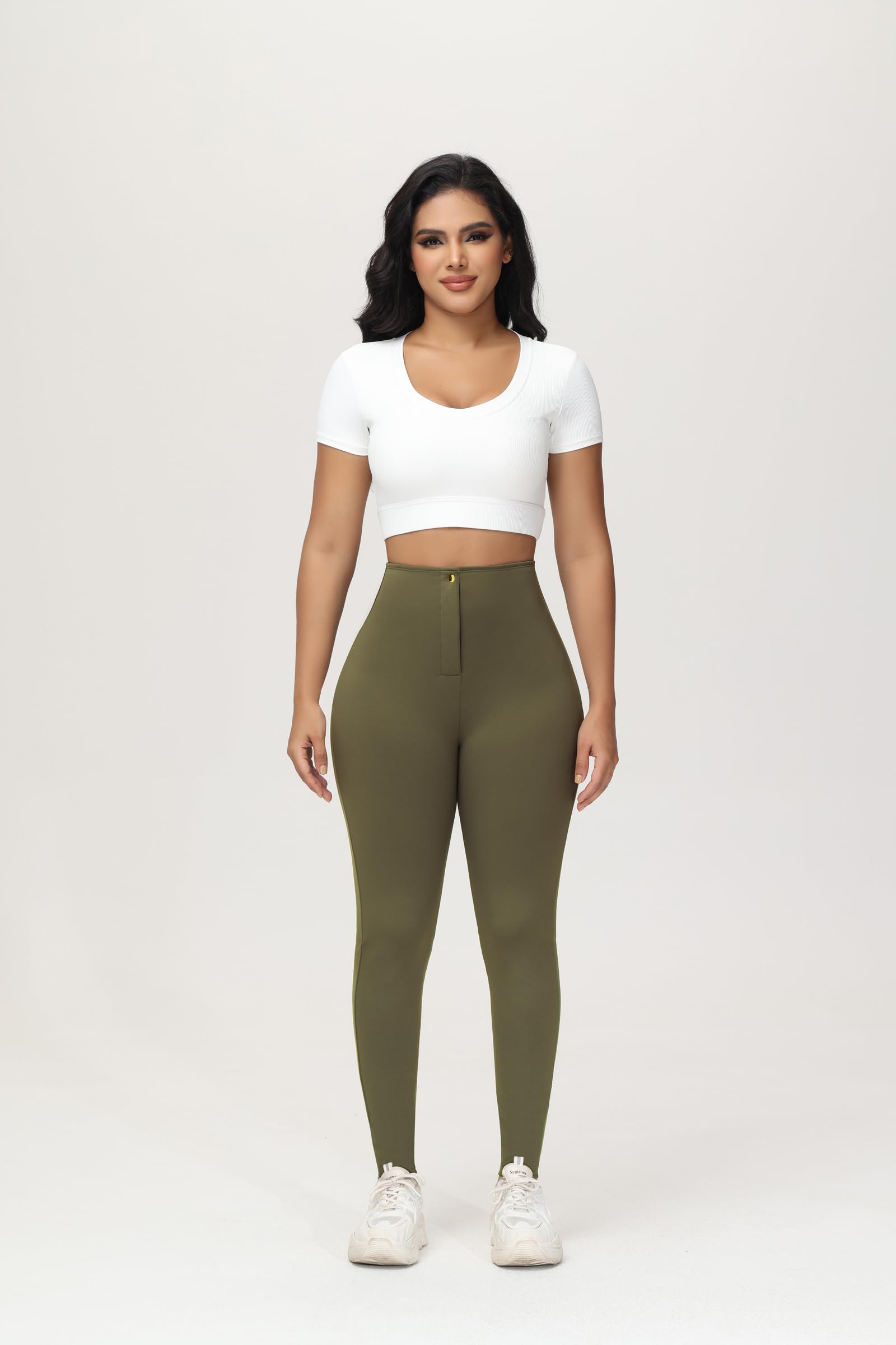 M MYODRESS High Waisted Leggings for Womens Yoga Pants Tummy Control Butt Lift for Workout Running Olive S