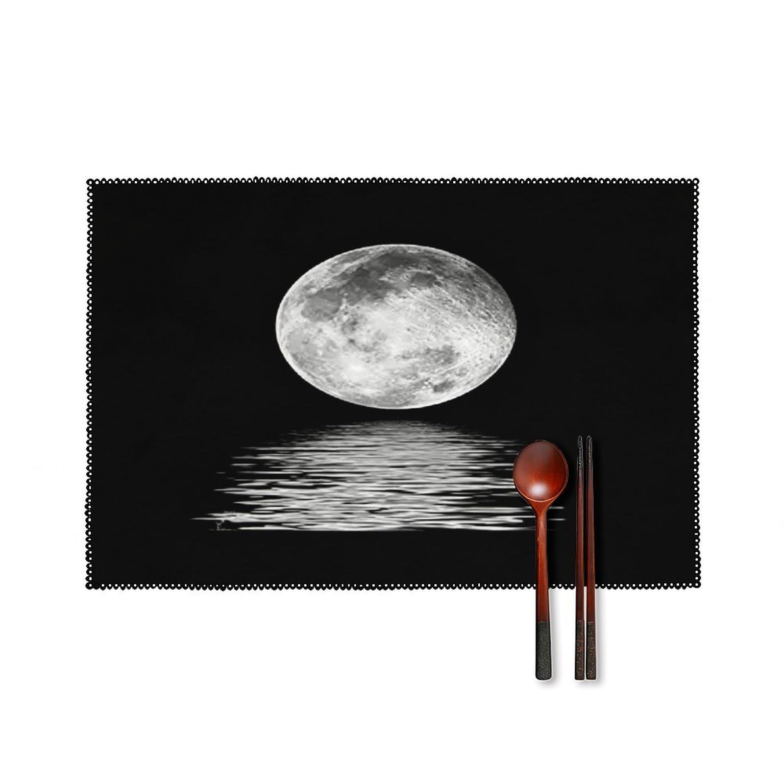 Fekiloot Style Full Moon Placemats Set Of 6,Table Mat