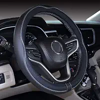 Mayco Bell Capa de volante universal, antiderrapante, segura, macia, respirável, durável, envolvente total, couro de microfibra de aderência confortável (37-38 cm, cinza preto)