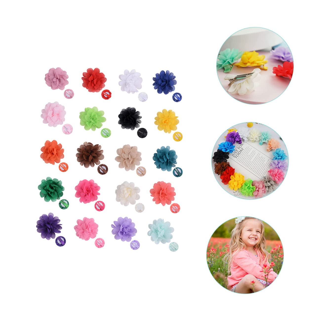 VICASKY 100pezzi Pz Fermagli Per Chiffon Forma Di Fiore Per Bambine Accessori Colorati Per Festa Di Compleanno Matrimonio e Occasioni Speciali