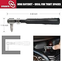 Vista 3 de STREBITO Mini juego de trinquete, 22 piezas destornillador de trinquete de ángulo recto de 1/4, llave de trinquete pequeña de 36 dientes