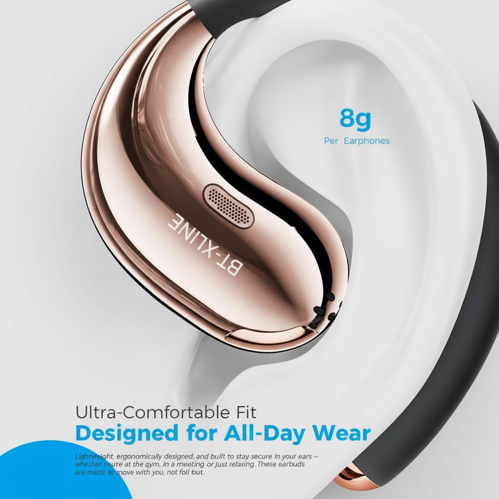 Micool Cuffie open-Ear Bluetooth 6.0, clip on auricolari senza fili con tempo di riproduzione 36H, riduzione del rumore, auricolari vivavoce, vestibilità comoda, per corsa, fitness e viaggi