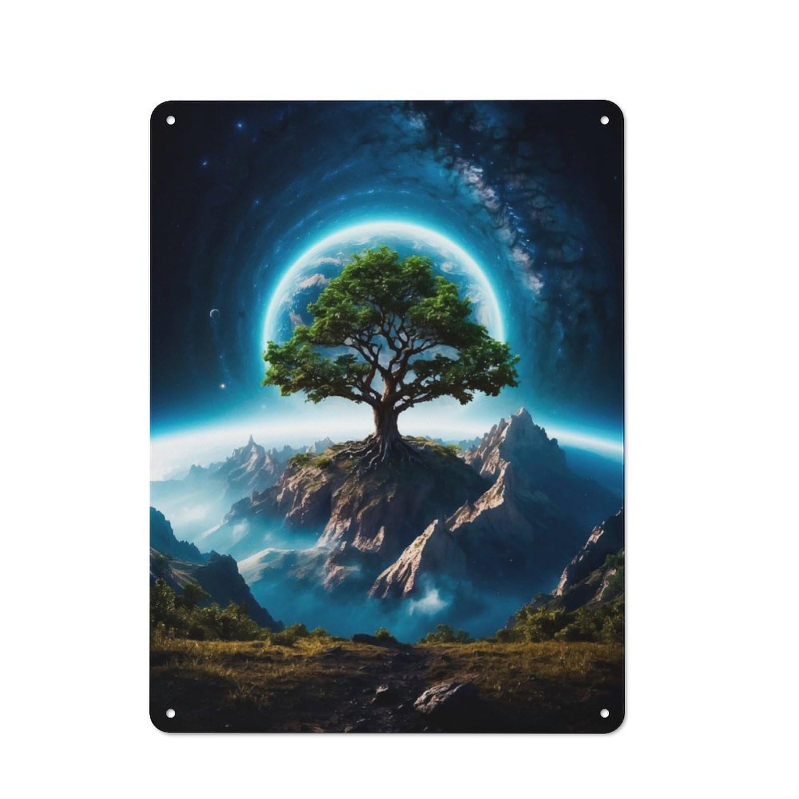 Junmoney Martian Tree Industrial Metal Sign With Design 40X30cm, Modern Retro Loft Wall Plaque For Workspace, Cafe, Hallway Or Garage
