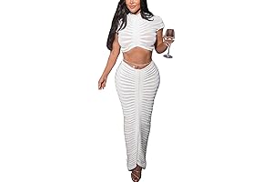 Women's White Two Piece Outfits Sexy - Mesh See Through Short Sleeve...