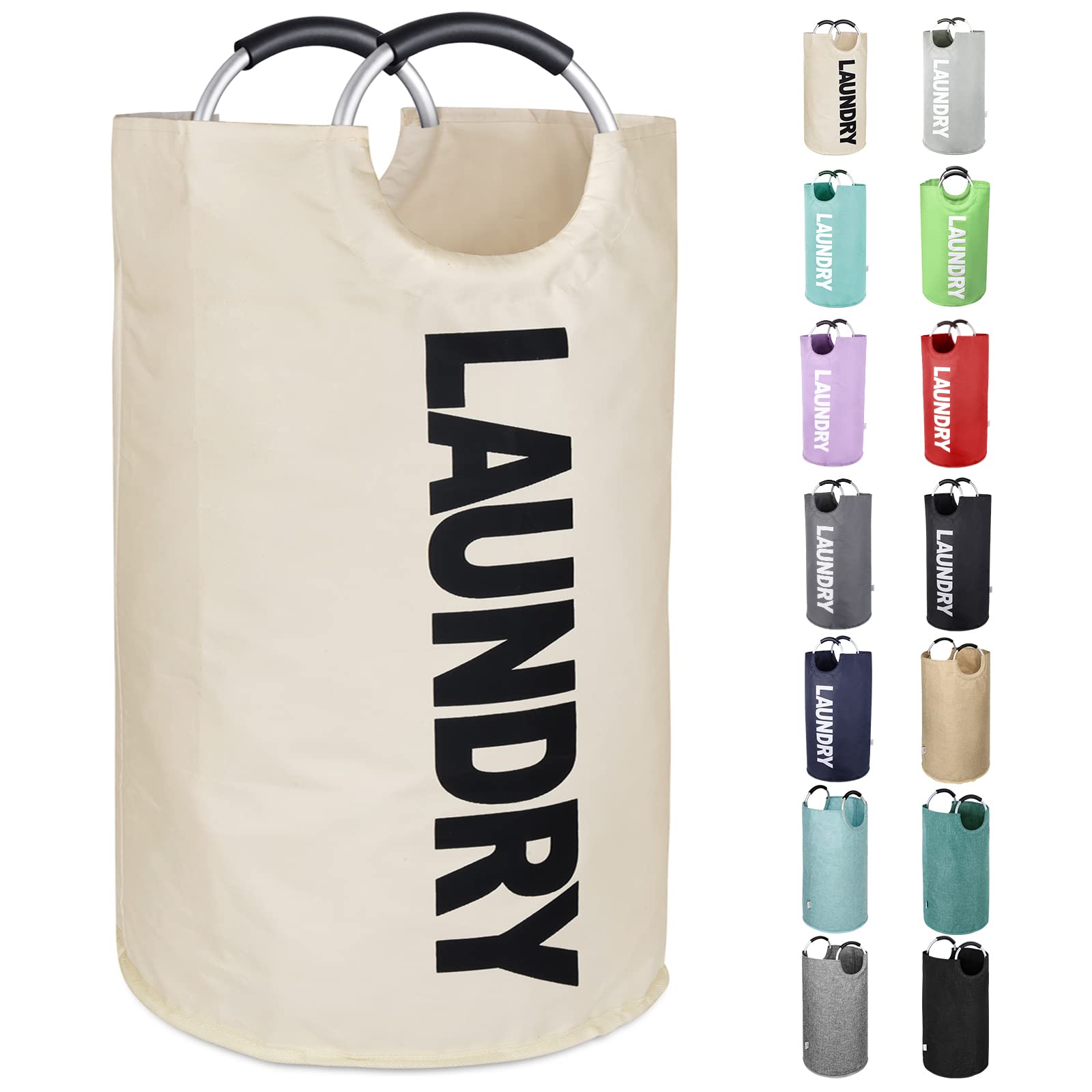 Photo 1 of SweetMemo Extra Large Laundry Hamper, 130L Beige