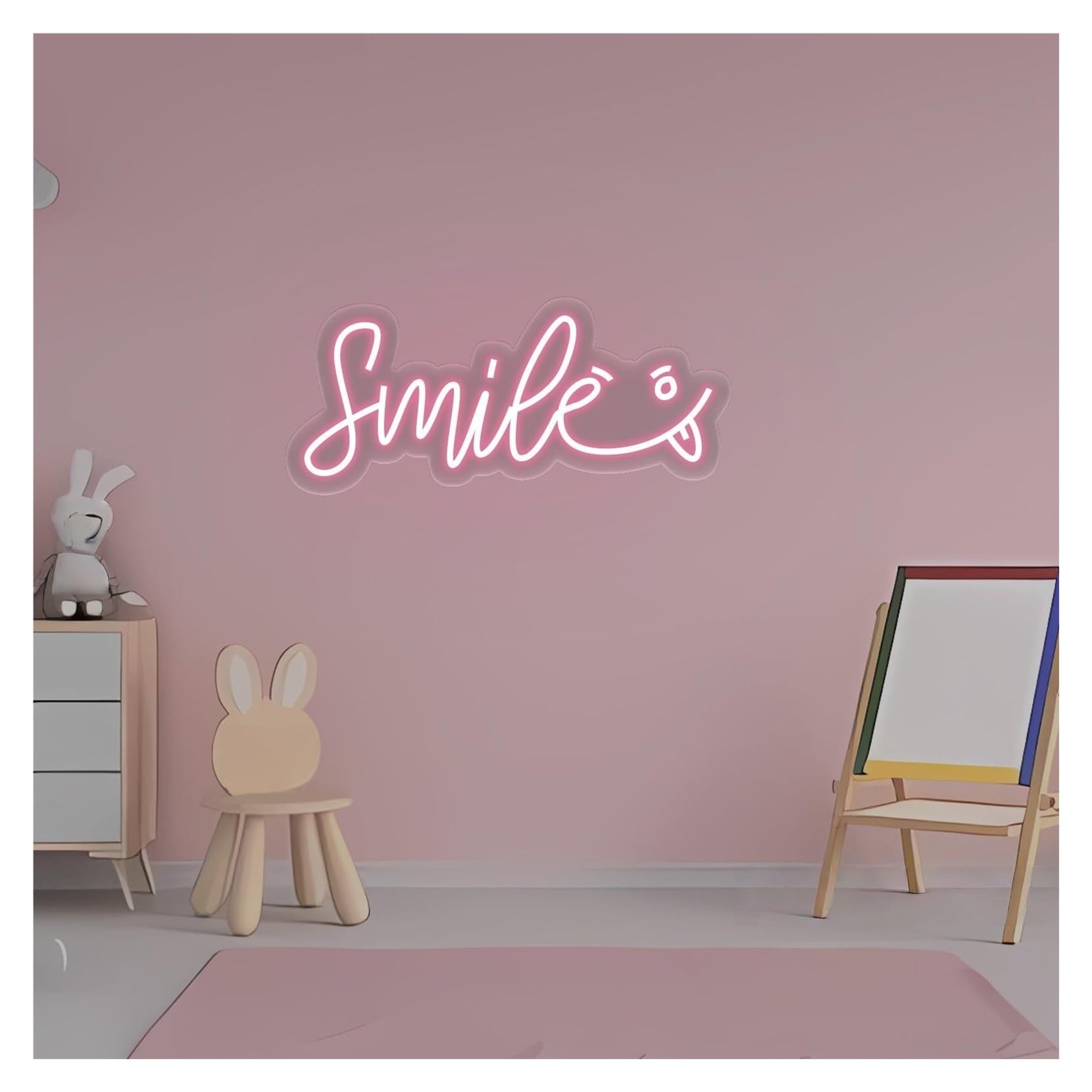 RONGCH Hanging Art Signs Smile Neon Sign,Suitable for Home Playful Wall Decor with Dimmable 18cmx40cm(E)