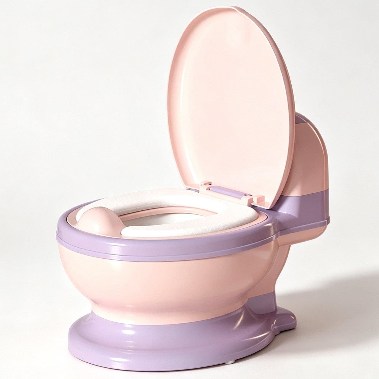Harilla Orinal Portátil con Inodoro Extraíble, Protector Antiderrame, Cómodo Y Antideslizante para Niños Y Niñas, Almohadilla Suave Rosa Y Morada, Individual