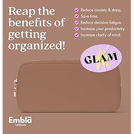 Embla Makeup Bag Travel Cosmetics Pouch and Toiletry Bag, Nylon Zipper Pouch Purse, Cute Make Up Organizer Storage Tote for Women Girls, Travel Skincare Case, Small Makeup Bags, Mocha Mousse