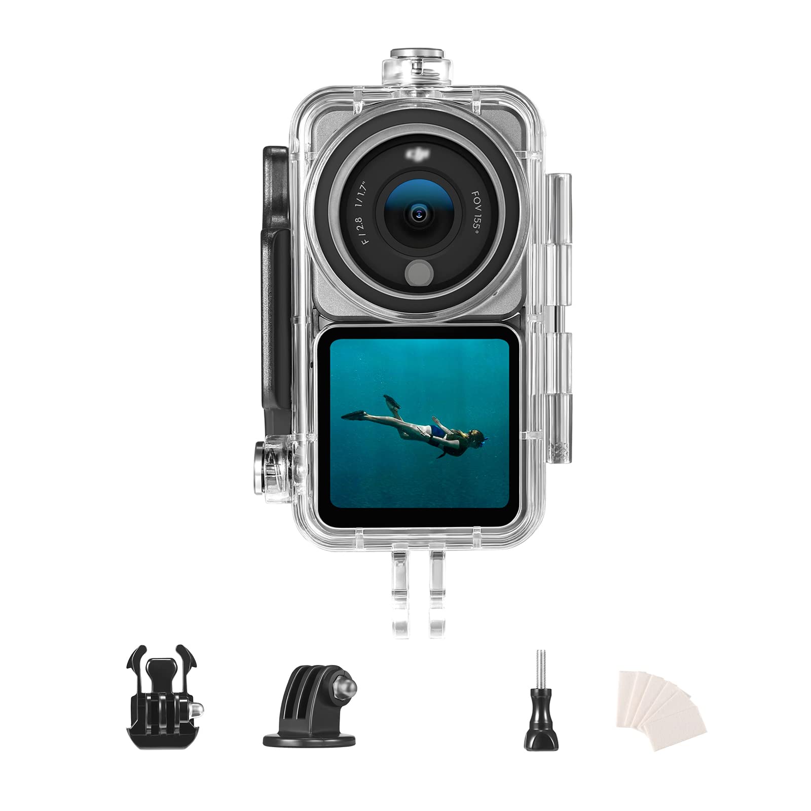GardTok Action 2 Waterproof Case for DJI Action 2 Power Combo or DJI Action 2 Dual-Screen Combo Camera,Diving Protective Case for The Action 2