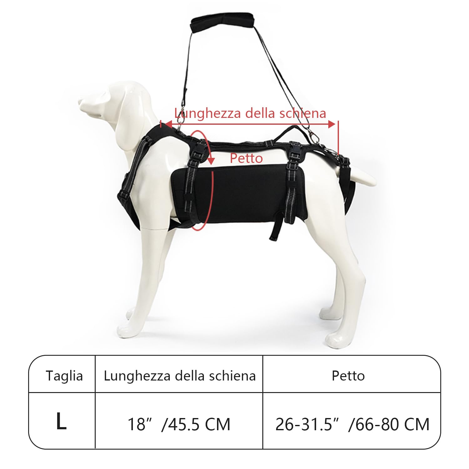 Coodeo Imbracatura per Cani, Supporto Completo e Fodera di Recupero, Regolabile con Cinghie Traspiranti per Cani Anziani, Disabili, con Artrite e Paralisi, aiuto per Camminare (Nero, L)