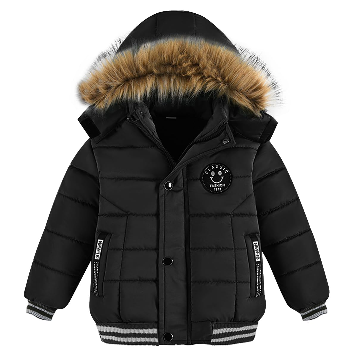 linboo Doudoune Garçon Manteau Hiver Blouson à Capuche Fourrure Chaud Veste Doublure Polaire