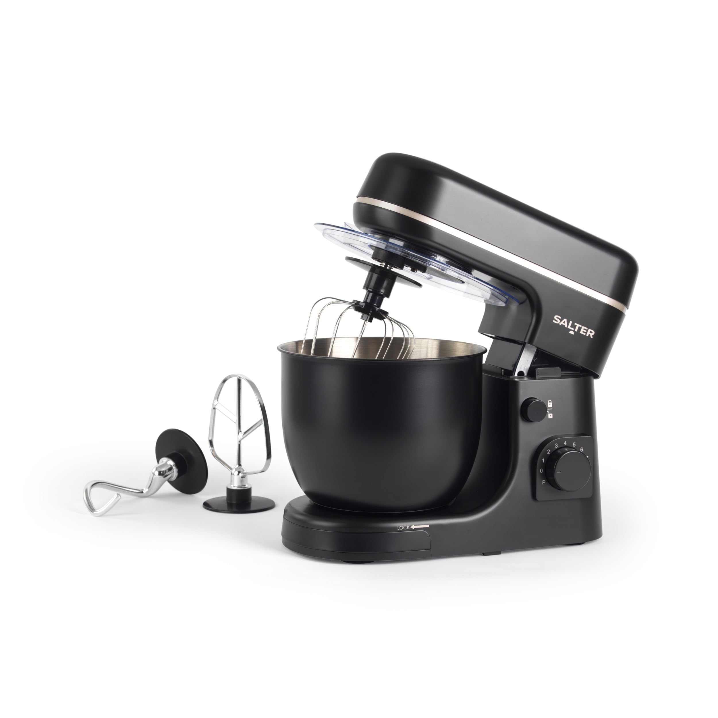 Salter Alchemy Stand Mixer - Electric Baking Whisk, 8 Speeds & Pulse Setting, 5 Litre Mixing Bowl, Planetary Mixing Action, Removable Splash Guard, Whisk, Dough Hook, Beater, Safety Lock, 1300 W