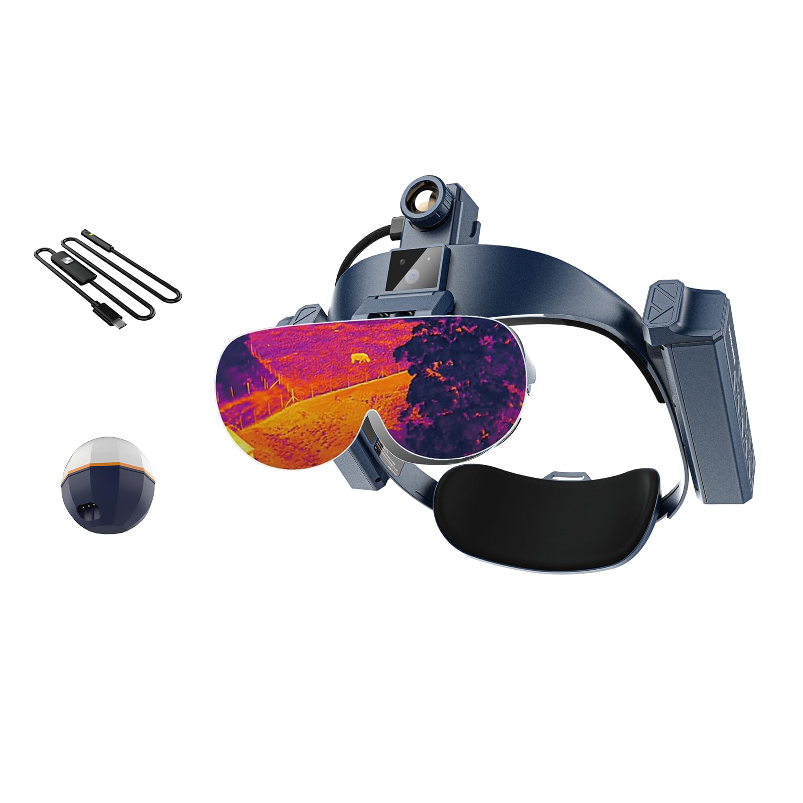 384x288 1500M Thermal Night Vision AR Glasses, AR Thermal Goggles for Hunting, Fishing &amp; Repairs, 48MP POV Camera (Midnight Blue)