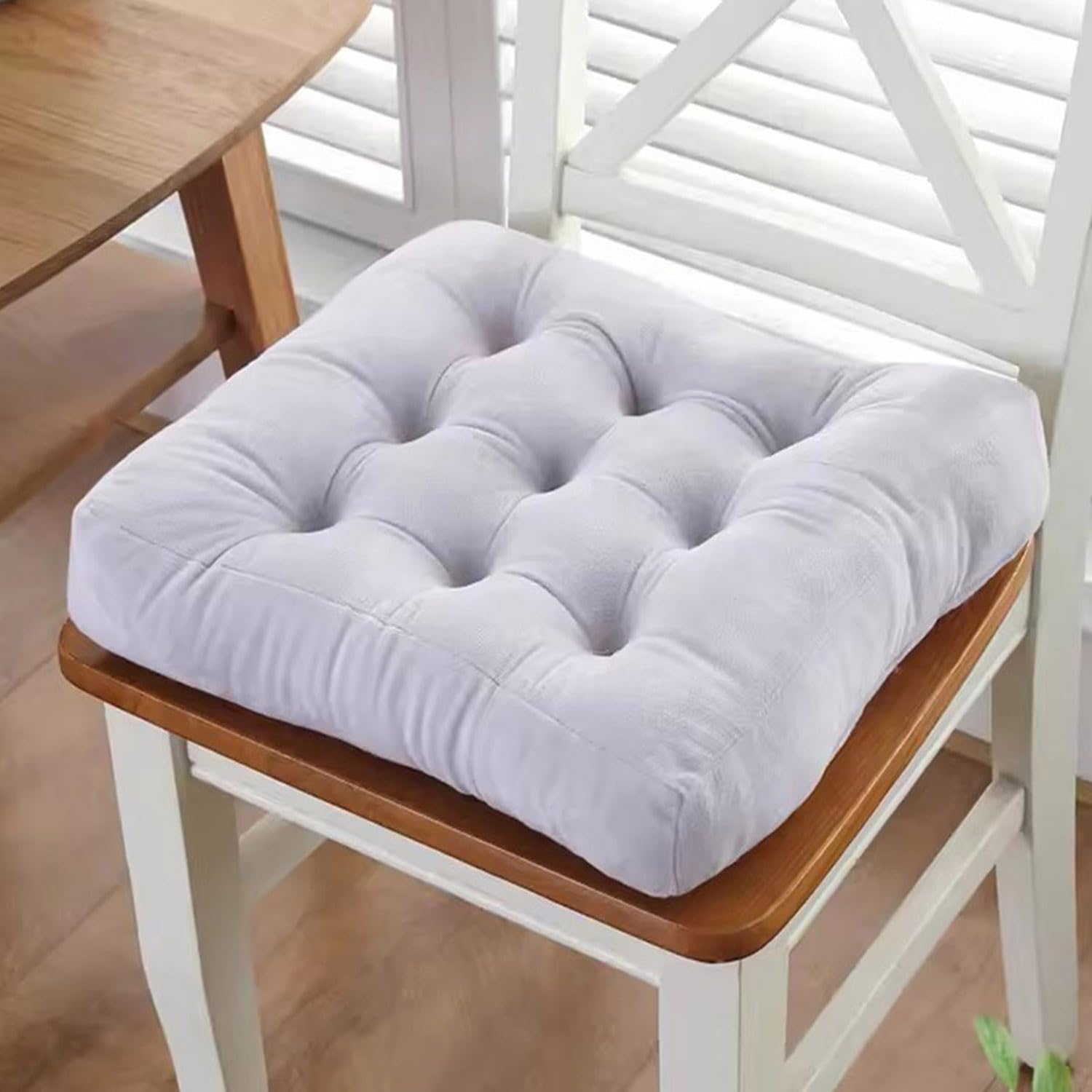 Waigg Kii Thicken 10cm Chair Seat Cushions Pads,40X40/45X45cm Garden Chair Cushions Soft Chair Booster Seat Pads for Indoor Office Home Floor (40x40cm,Grey)