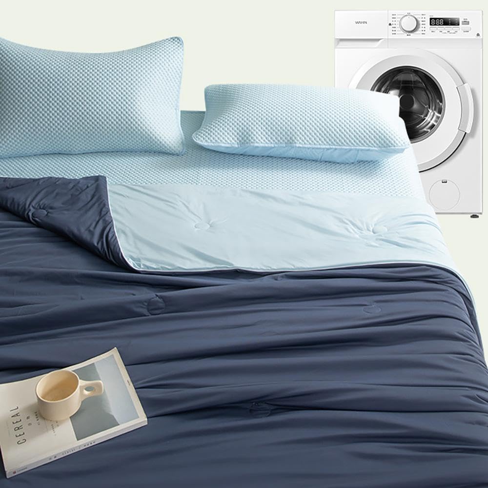 Anfaru Eisdecke, Selbstkühlende Decke, Anfaru Chillcomfort Schlafdecke, Sommerdecke Kühlend, Doppelseitige Kühlende Eisseide, Leicht, Atmungsaktiv, Anti Schweiß, Gray-105x150cm