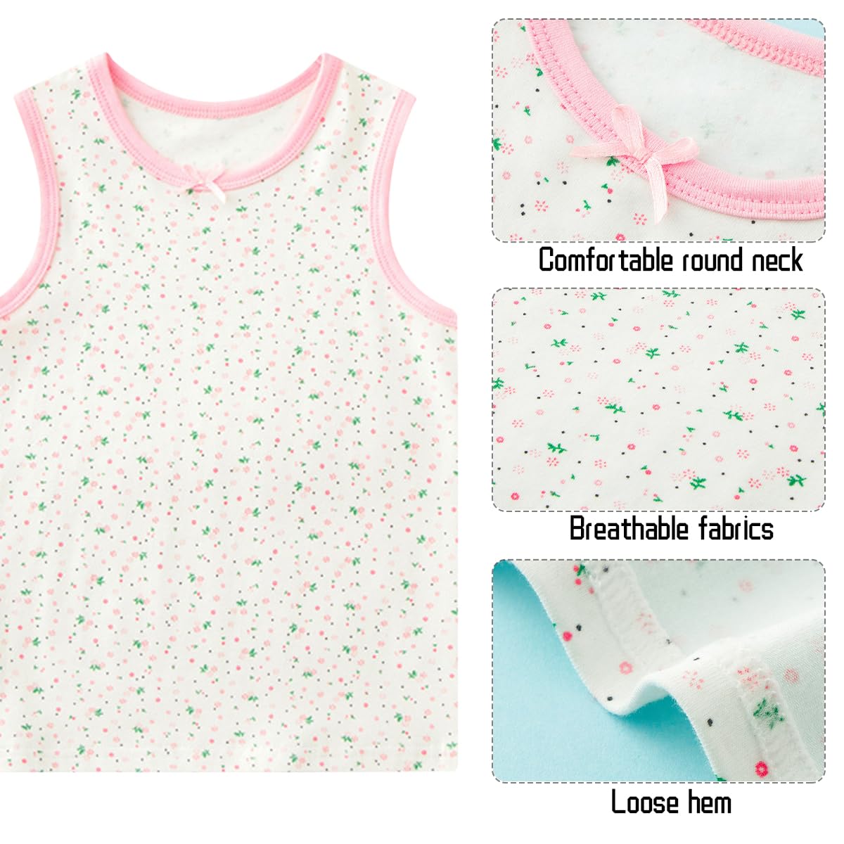 Maillot de Corps Fille en Coton débardeurs sans Manches Enfant sous-vêtements 2-11 Ans