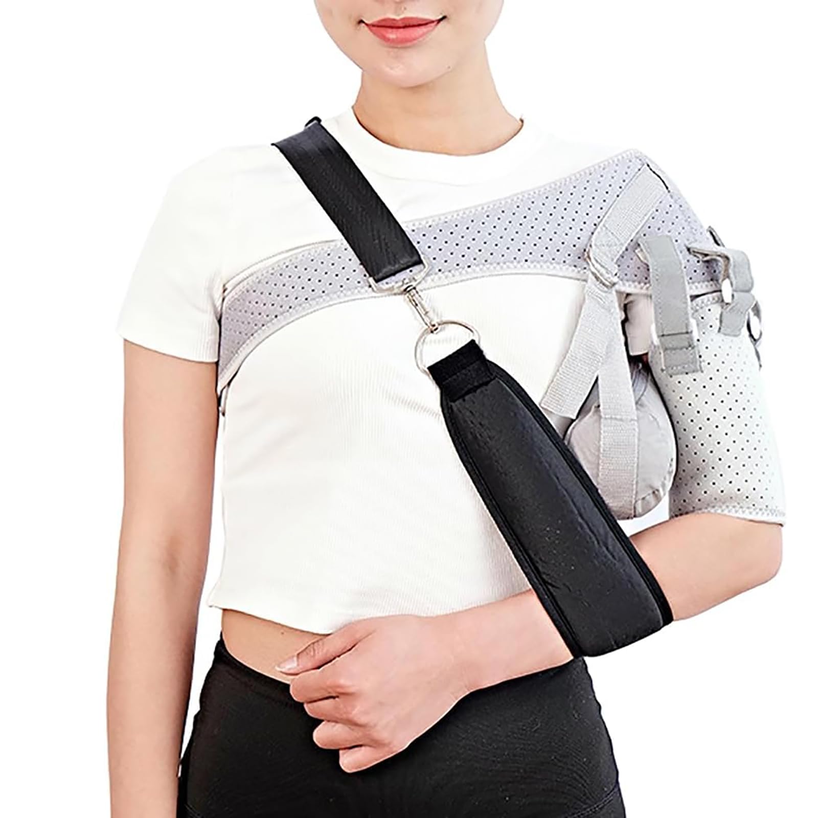 Involucro di Compressione della Spalla, Tutore per La Spalla, Cinturino per Tutore per La Spalla con Airbag Rimovibile, 3 Cinghie di Trazione Regolabili E Tessuto Traspirante, per Lussazione