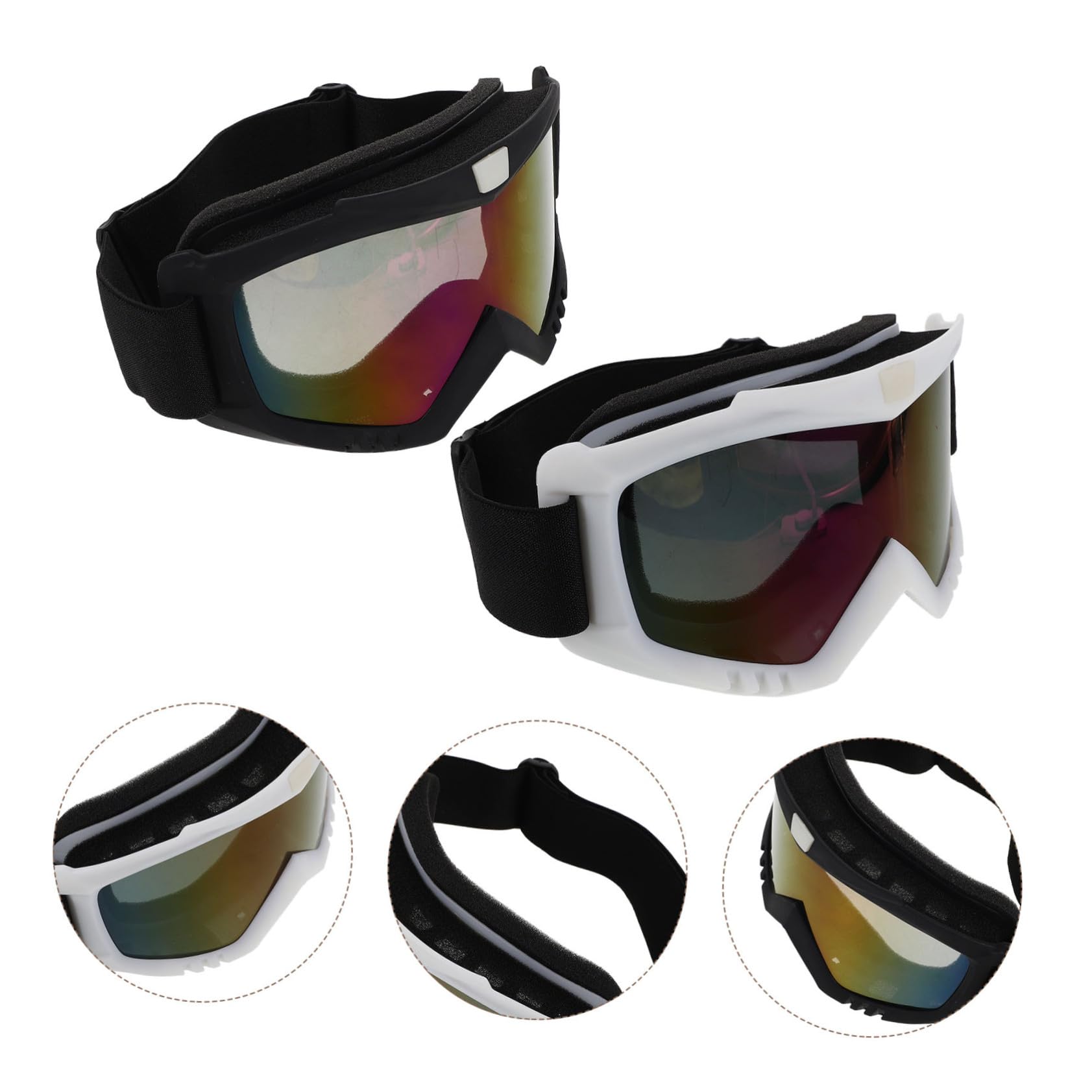 ORFOFE 2 Pezzi Occhiali Moto Offroad Antivento con Protezione Uv per Uomo Occhiali Sportivi per Atv Motocross e Mountain Bike con Lenti Intercambiabili e Fascia Elastico Comfort