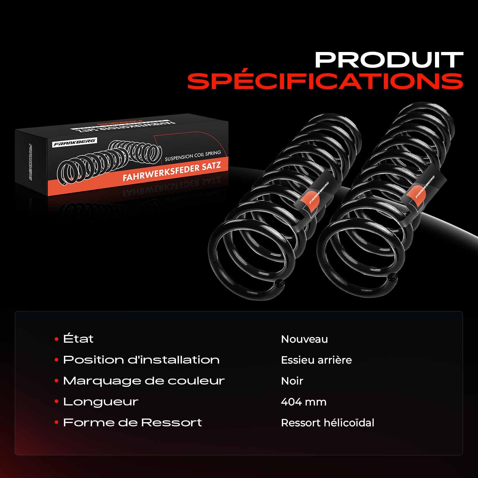Frankberg 2 ressorts de suspension pour essieu arrière 1502449 | Compatible avec: K.u.g.a I