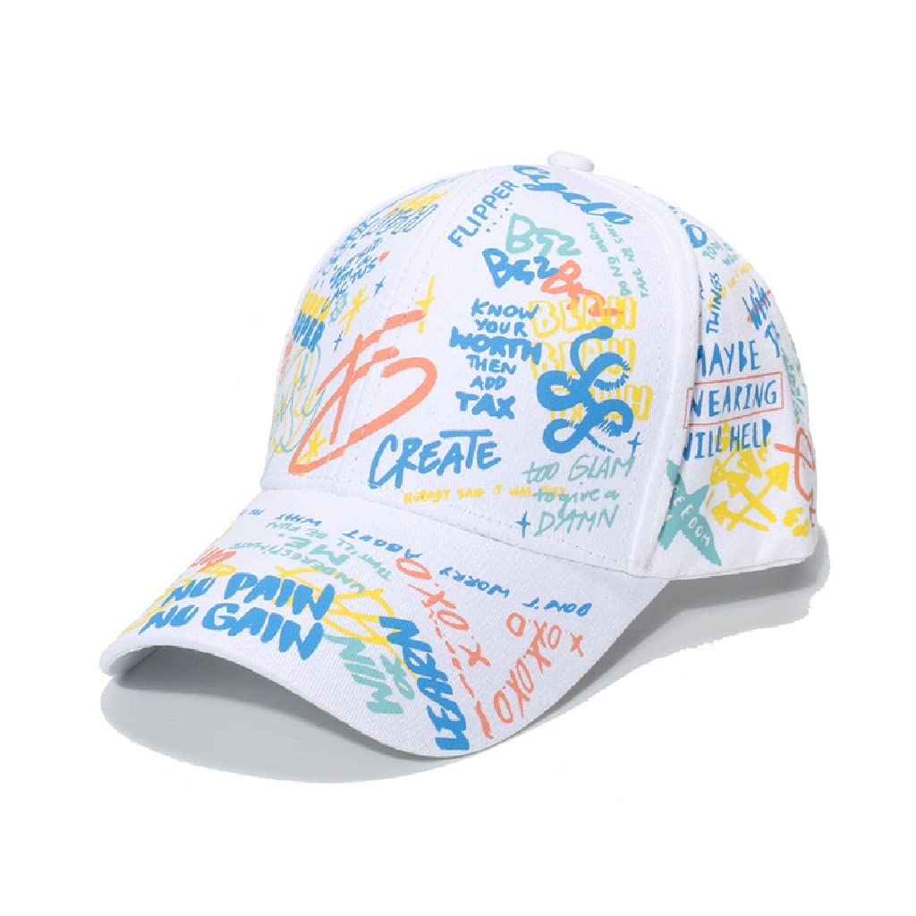 Berretto da Baseball con Lettera di Moda Graffiti Cappellino Hip Hop con Visiera Cappello a Molla da Uomo Berretto in Cotone con Snapback Regolabile per Cappelli da Donna